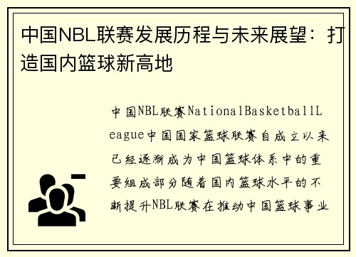 中国NBL联赛发展历程与未来展望:打造国内篮球新高地 中国NBL联赛发展历程与未来展望:打造国内篮球新高地